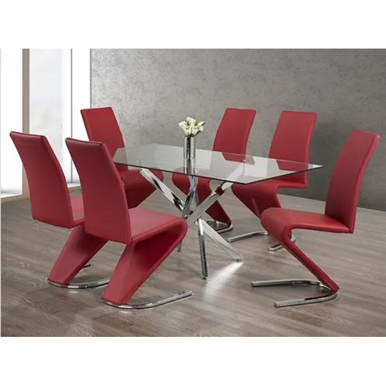 Brayden Studio® Glass Top Metal Base Dining Table Wayfair